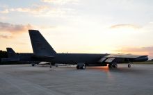 Two Bombers B 52H Stratofortress sunset widescreen